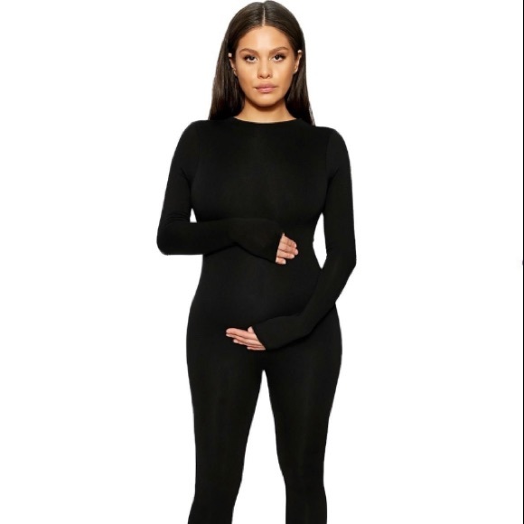 naked wardrobe Pants - Naked wardrobe black baby mama jumpsuit m2